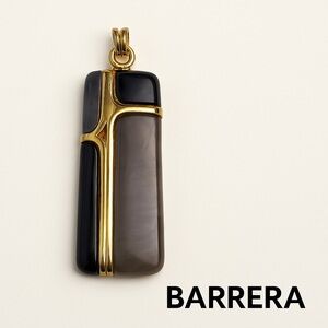 Barrera Vintage Black & Gray Stone Art Deco Pendant 2.75”